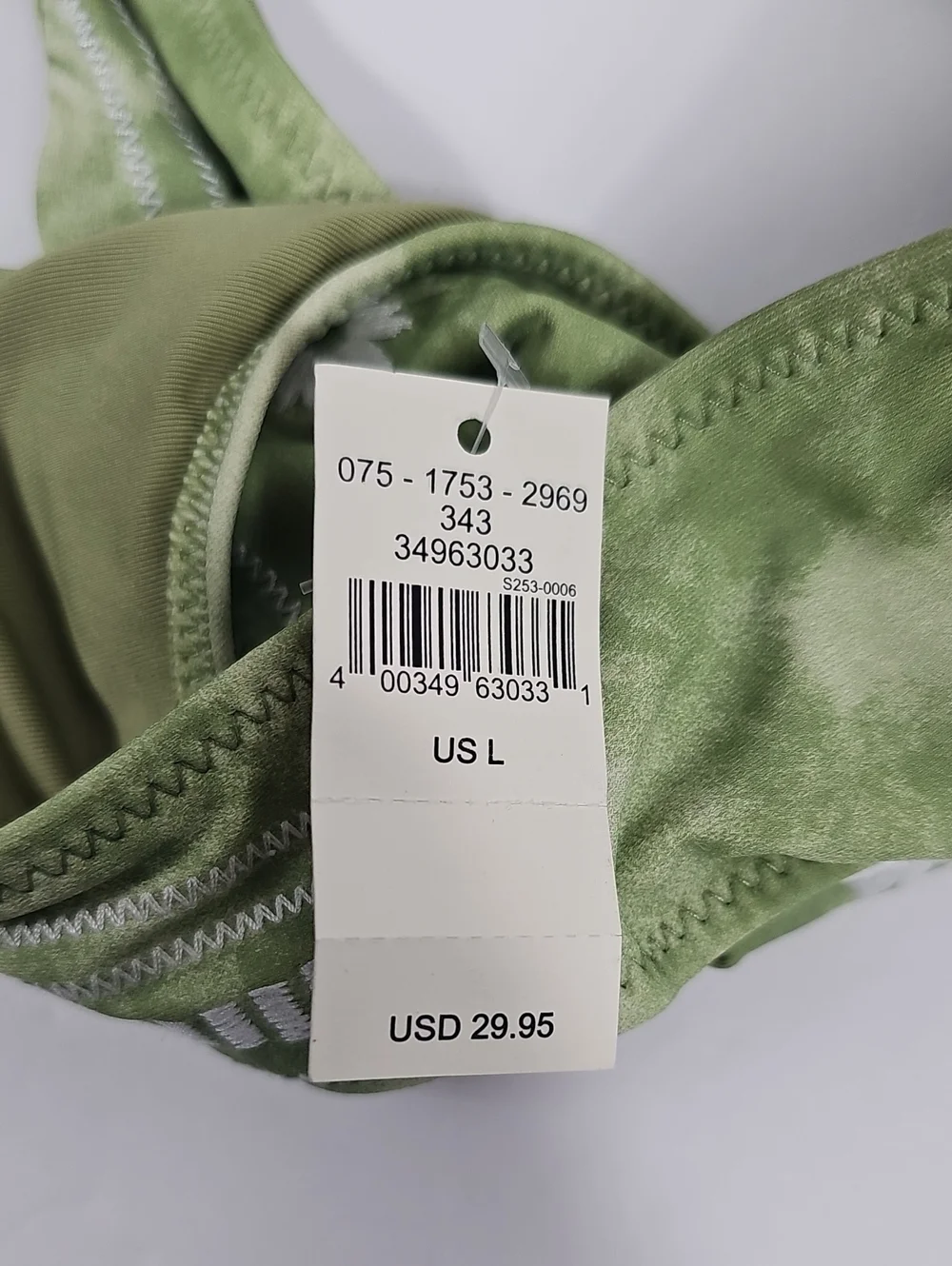 NWT Aerie Green Tie Dye Daisy Embroidered Bikini Bottom Size L Swim Boho Earthy